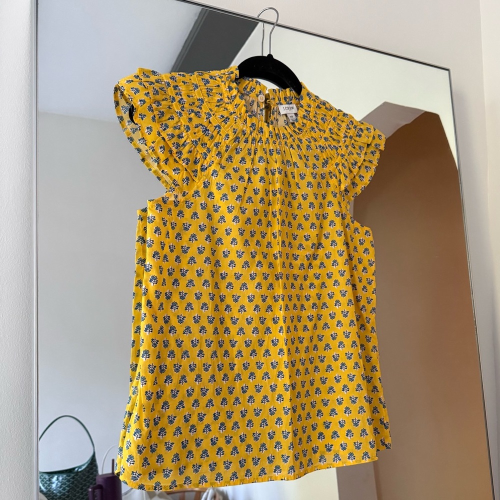 J. Crew Yellow Floral Blouse